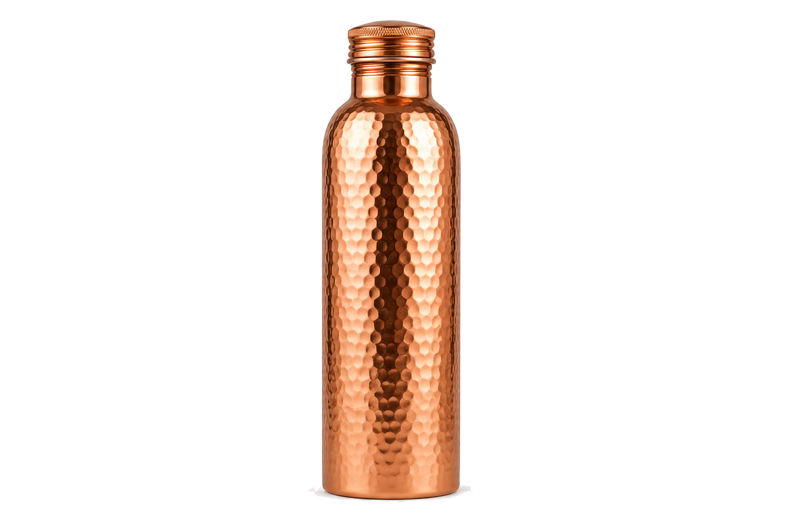 The Ritual Bottle, hand-hammered copper, studio product shot.
